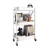 Carro Organizador de Metal Plegable Canasto con 3 Estantes y Ruedas Multiuso IMBACK Color Blanco Carro Organizador de Metal Plegable Canasto con 3 Estantes y Ruedas Multiuso IMBACK Color Blanco