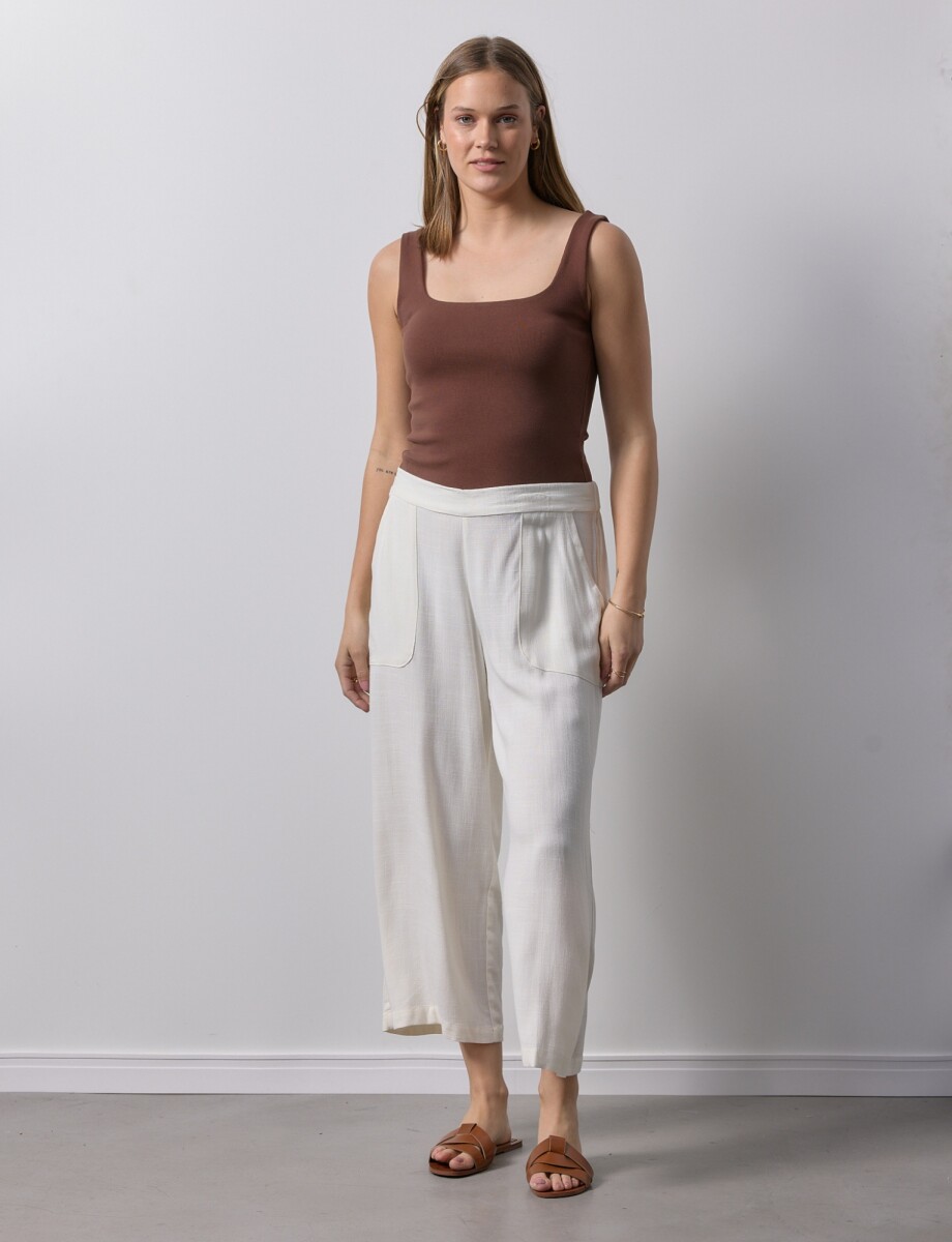 Pantalon Lino Pull On - Crudo 