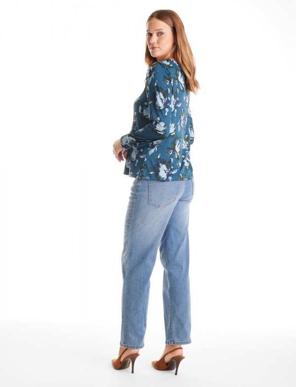 Blusa Estampada Con Detalle En Metal PETROLEO