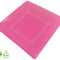 Plato Cuadrado Biodegradable x10 Und Rosa Neón