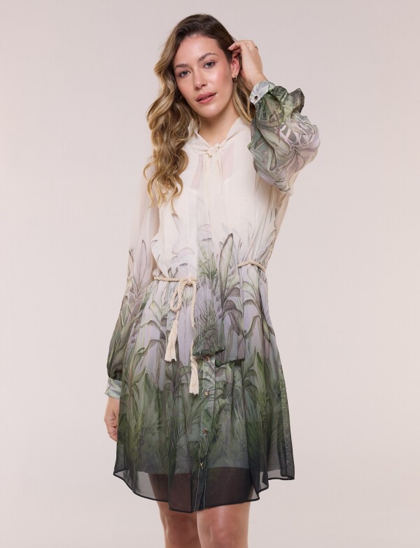 Vestido Gasa Print Lazo CRUDO/MULTI
