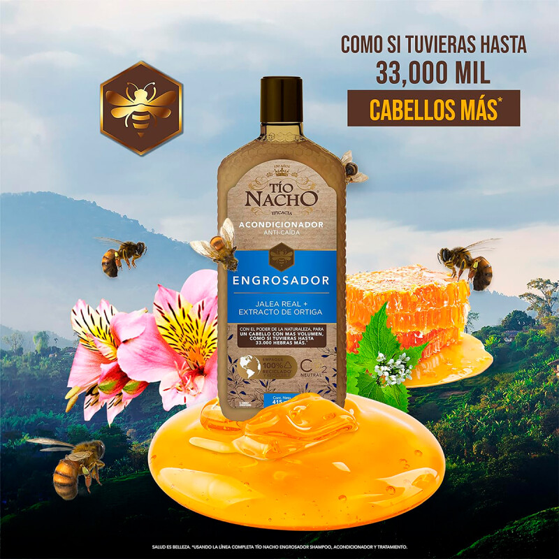 Pack Shampoo y Acondicionador Engrosador Jalea Real y Extracto de Ortiga Tío Nacho de 415 ML Pack Shampoo y Acondicionador Engrosador Jalea Real y Extracto de Ortiga Tío Nacho de 415 ML