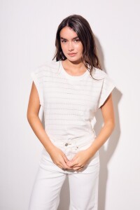 Remera M/corta Texturada Algodón Nacar