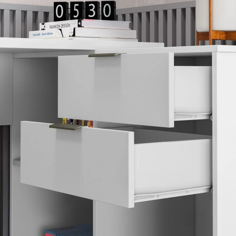 ESCRITORIO 2 CAJONES MESA PARA PC LAPTOP COMPUTADORA DOBLE MONTAJE BLANCO