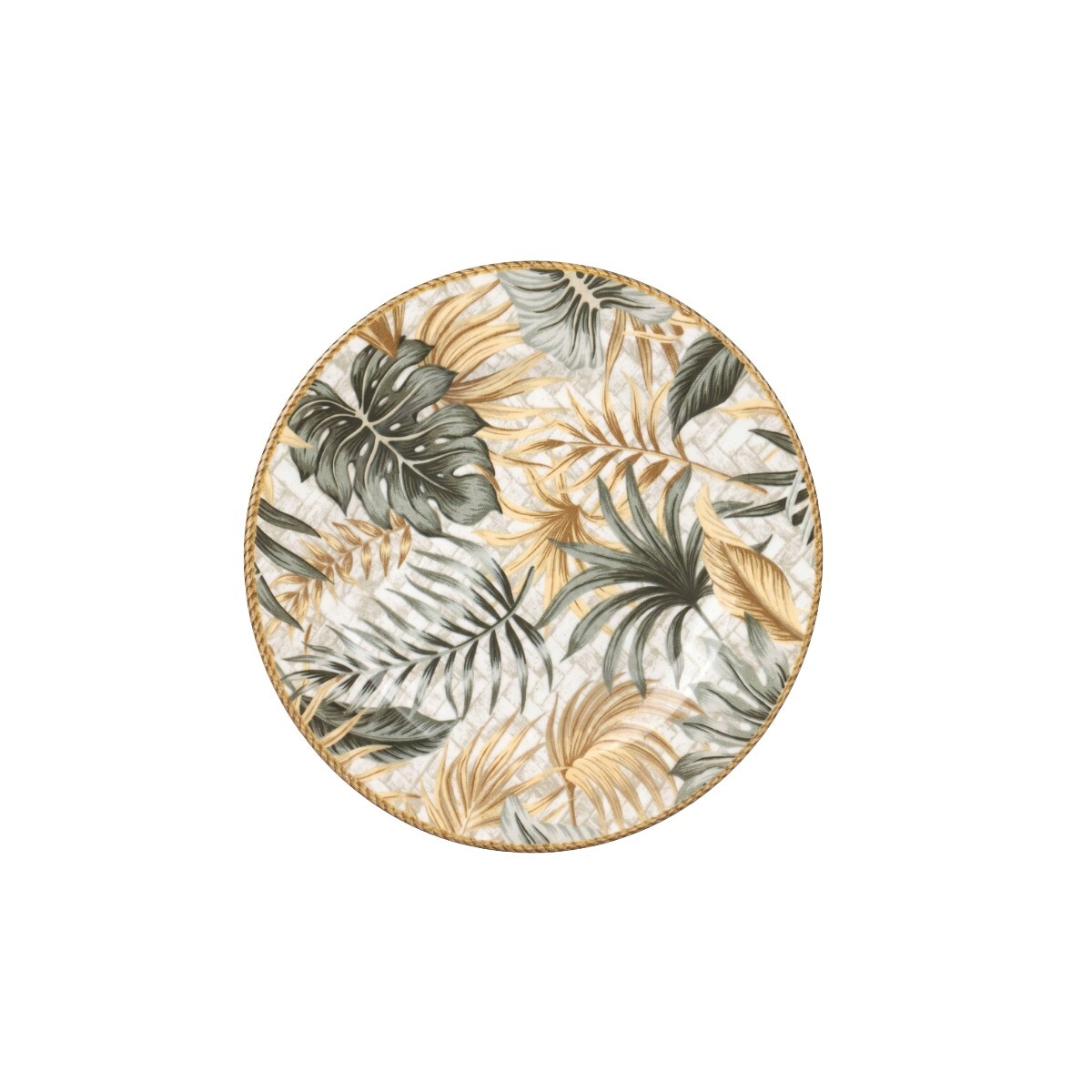 PLATO DIS HOJAS BEIGE COMB P/POSTRE EUDORA 21CM 