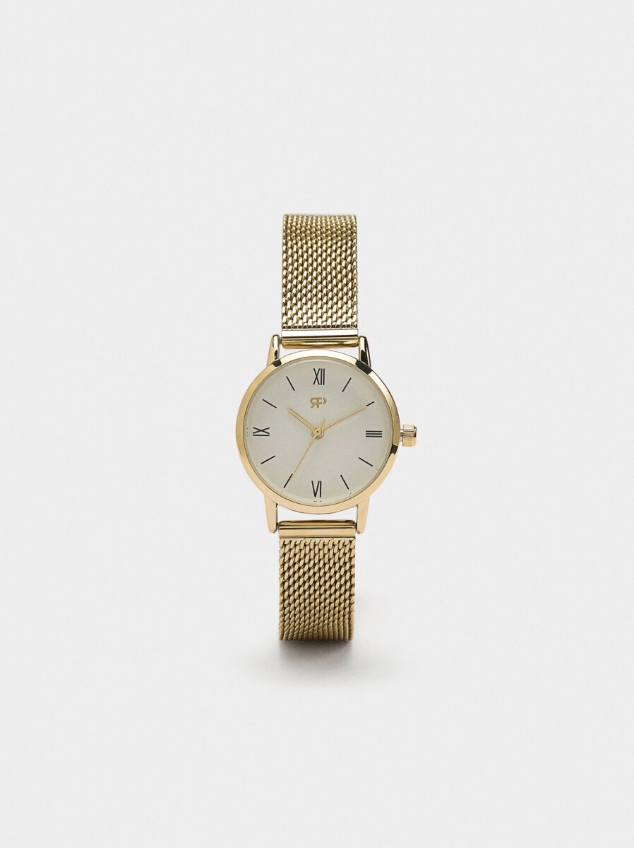 Reloj Pulsera De Malla Metálica De Acero - dorado 
