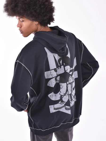 HOODIE MICKEY LETTERS NEGRO
