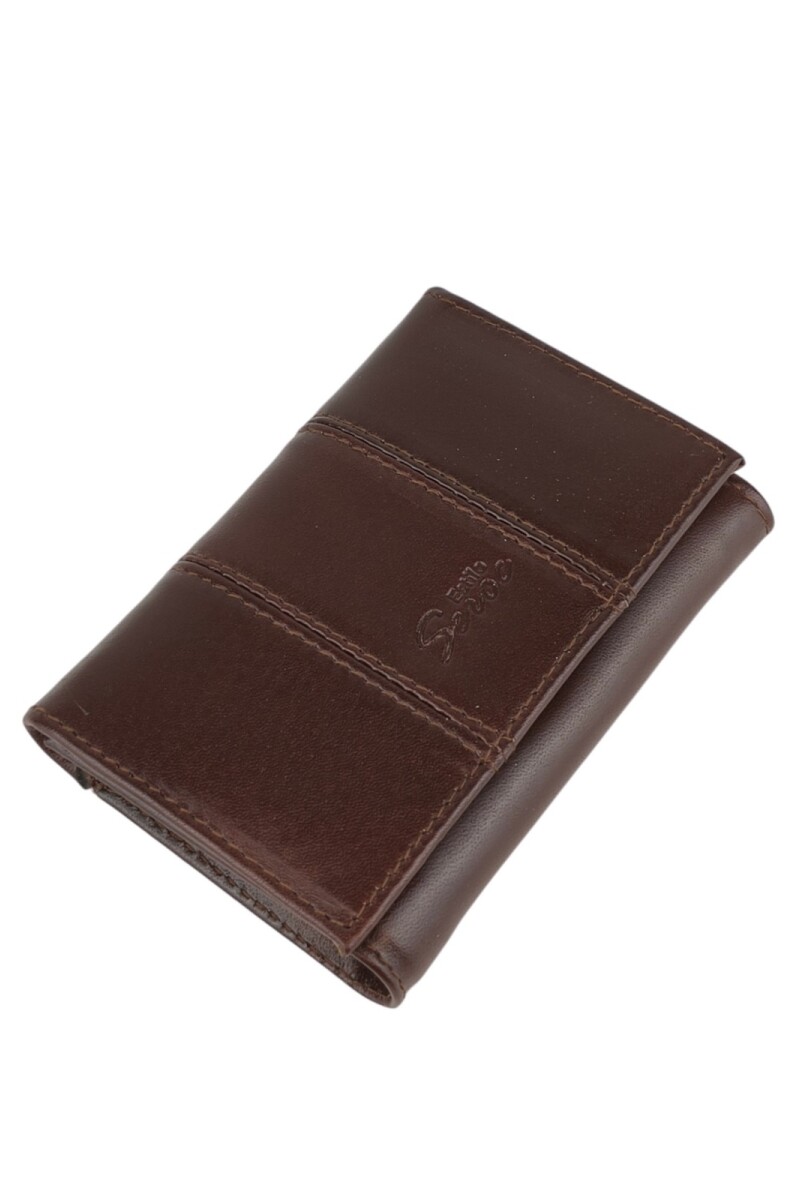 Billetera Dama Cuero Genuino - Compacta Tri-Fold Marrón