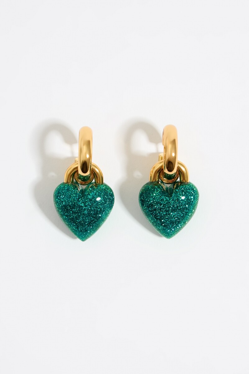 PENDIENTES ARO CORAZON GLITTER 
