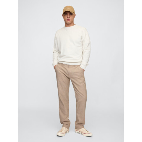 V-STRAIGHT LINEN COTTON PANT KHAKI