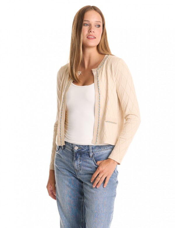 Cardigan Rombos & Cadena BEIGE