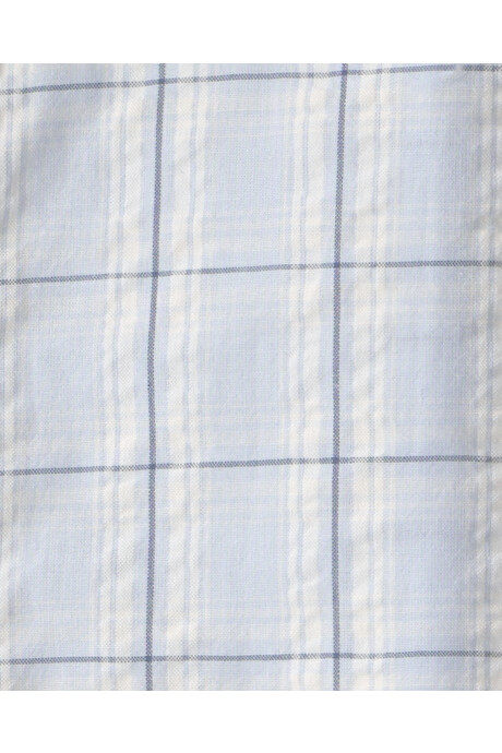 Set dos piezas de algodón, pantalón y camisa a cuadros, azul Sin color