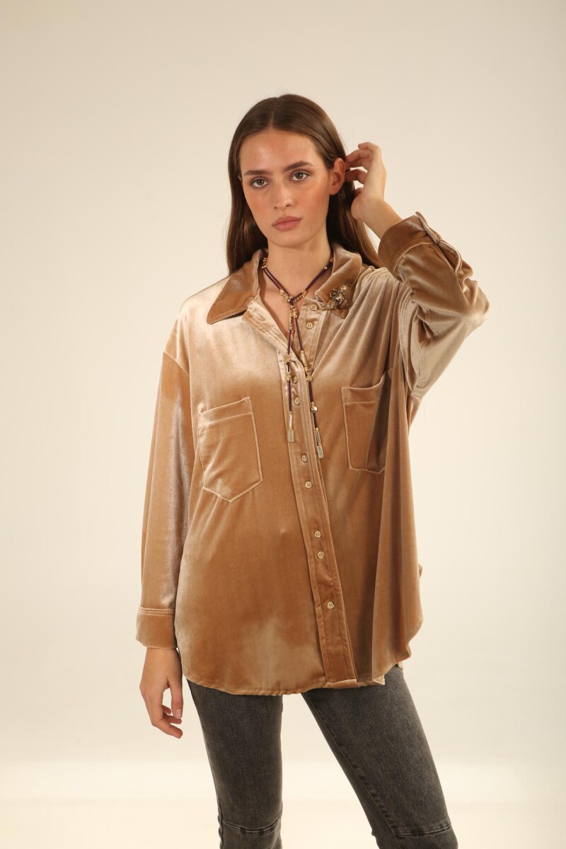 Camisa Bimba Velvet - Beige 