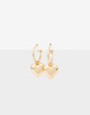 Aros Sets Strass Argollas Con Doble Dije De Corazón - Dorado