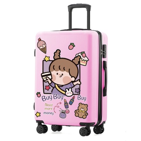 Valija Pequeña CarryOn Infantil 4 Ruedas 360º Dibujo Muñeca Rosa