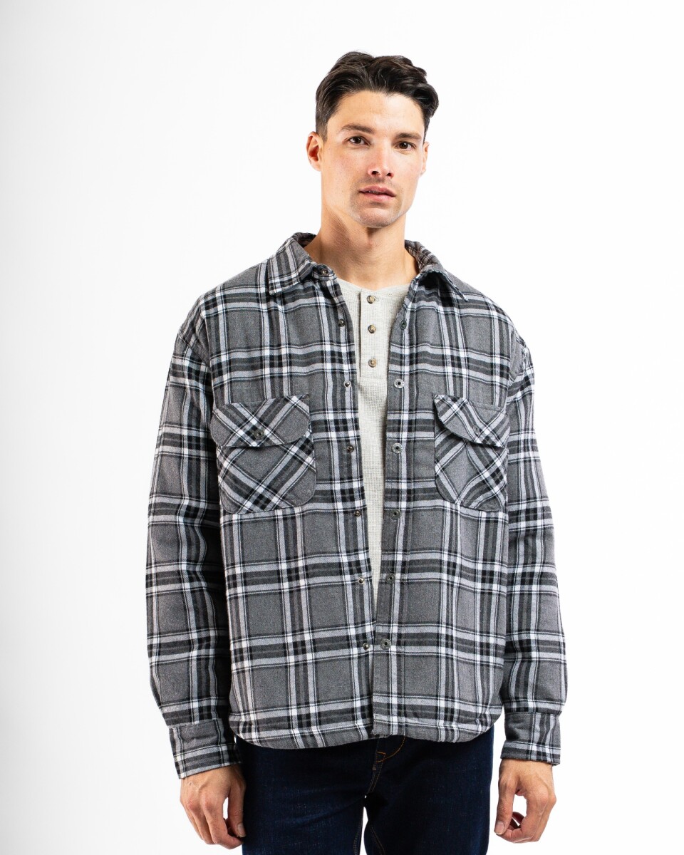Sobrecamisa de Franela con Corderito - Gris/Fantasia 1 
