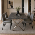 Juego De Comedor Mesa 1.60m + 4 Sillas Acolchonadas Ecocuero Gris Liso Juego De Comedor Mesa 1.60m + 4 Sillas Acolchonadas Ecocuero Gris Liso