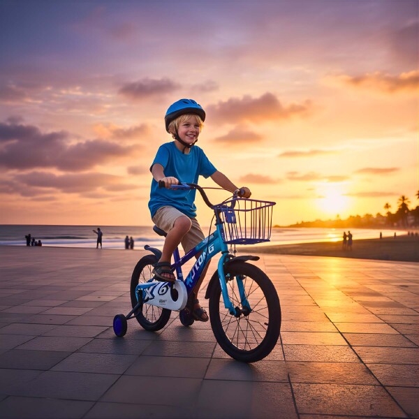 Bicicleta Infantil Yjtong Rod 16 Canasto Parrilla Rueditas Azul 1