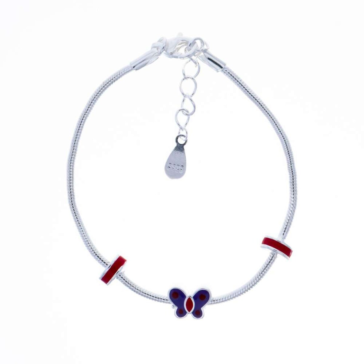 Pulsera De Plata 925 Con Esmalte - Mariposa 