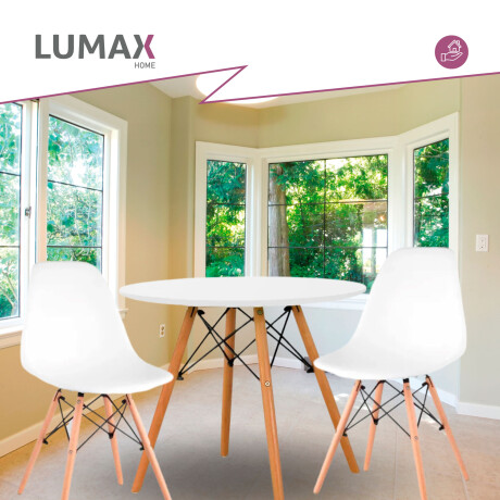 Juego de comedor Con Mesa Circular de 80cm + 2 Sillas Eames Blanco