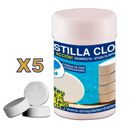 Set 5 Kg Cloro Triple Acción 25 Pastillas Piscina Spa Set 5 Kg Cloro Triple Acción 25 Pastillas Piscina Spa