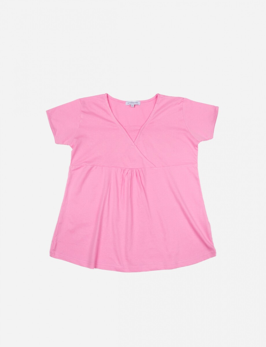 Blusa manga corta con frunce - ROSA 