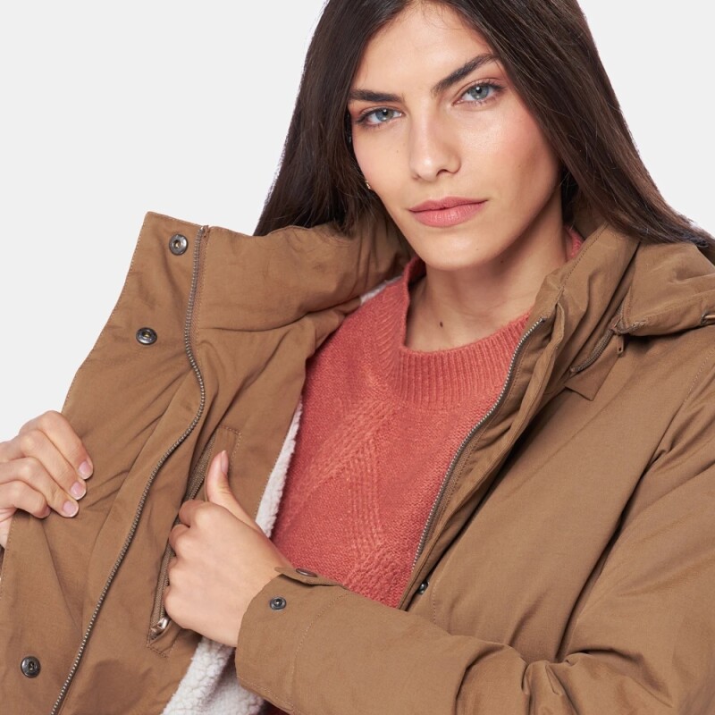 Campera Dama Sherpa Abrigo Impermeable Legacy Beige