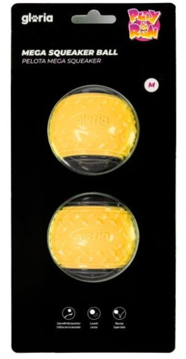 PLAY AND RUN PELOTA MEGA SQUEAKER L 8.89cm AMARILLA/GRIS 