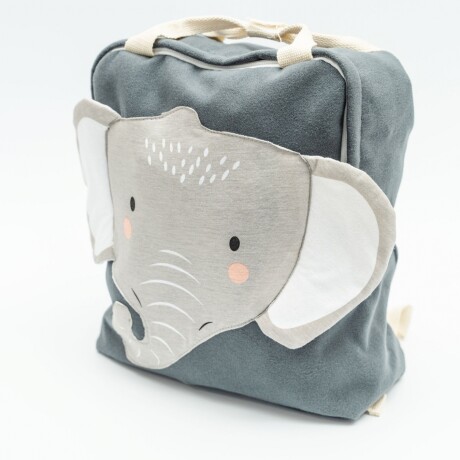 Mochila intantil de tela elefante gris