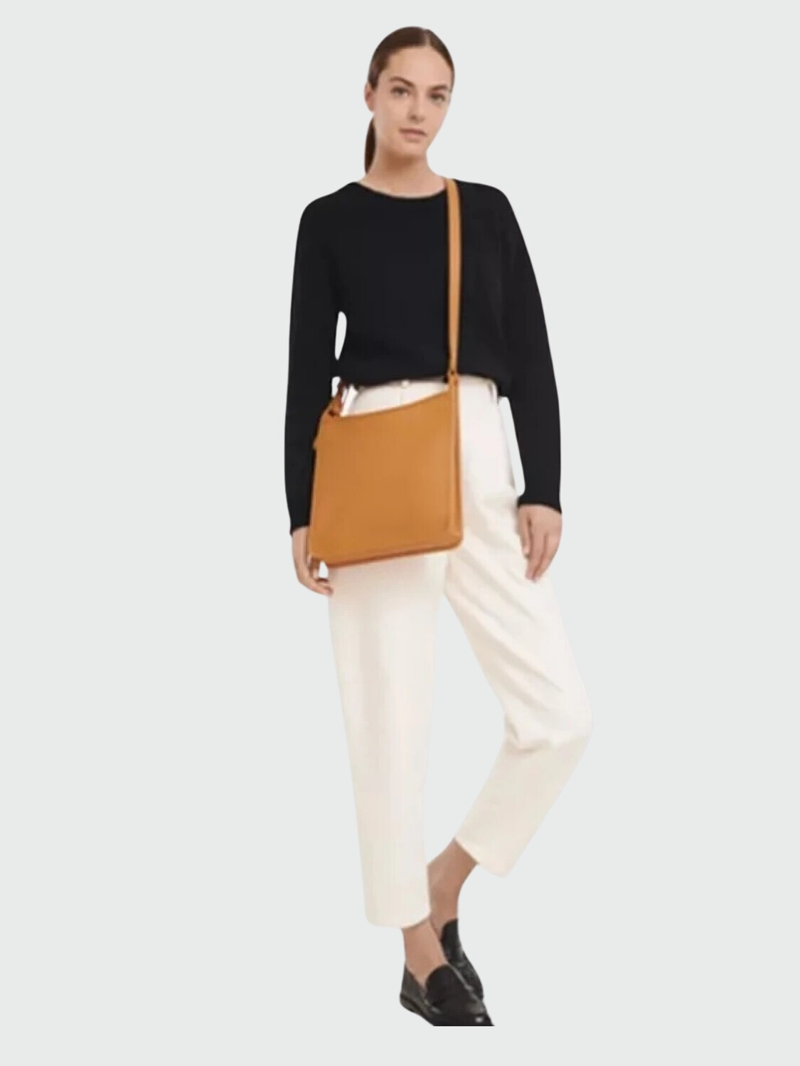 Longchamp -Cartera de cuero cruzada, Zipped Naranja