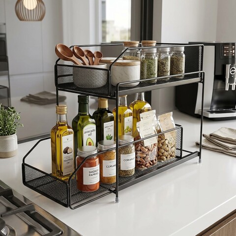 Estante Organizador Mesada Alacena Cocina 2 Cajones Multiuso Imback Color Negro Estante Organizador Mesada Alacena Cocina 2 Cajones Multiuso Imback Color Negro
