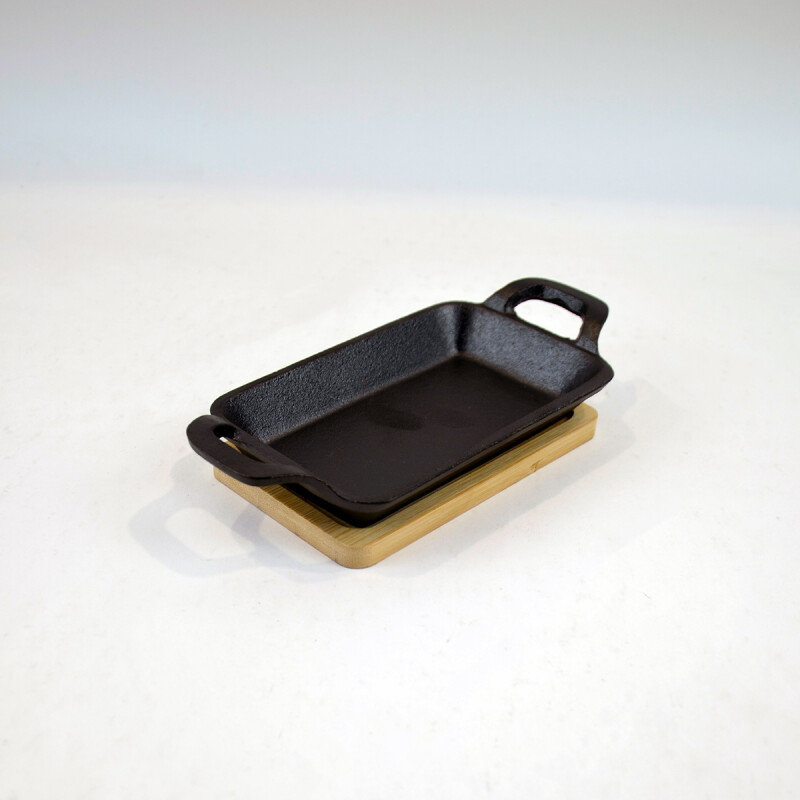 Fuente rectangular 10 x 17 hierro fundido con base bamboo GRIS