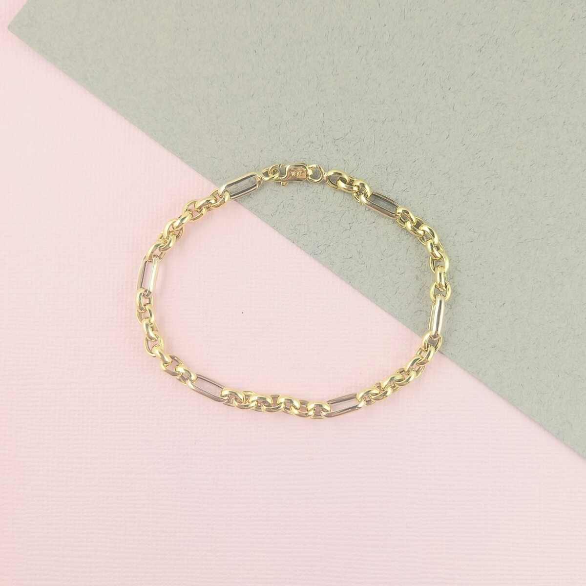 Pulsera de oro 18 ktes, ROLO COMBINADA 