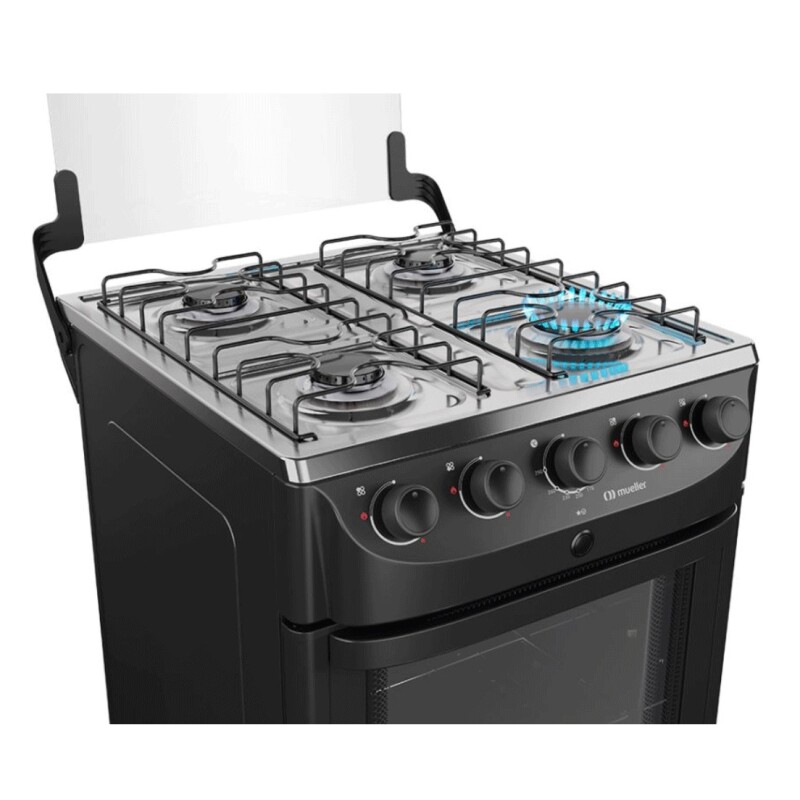 Estufa Mueller Fratello de 4 quemadores con encendido automático, color negro Estufa Mueller Fratello De 4 Quemadores Con Encendido Automático, Color Negro