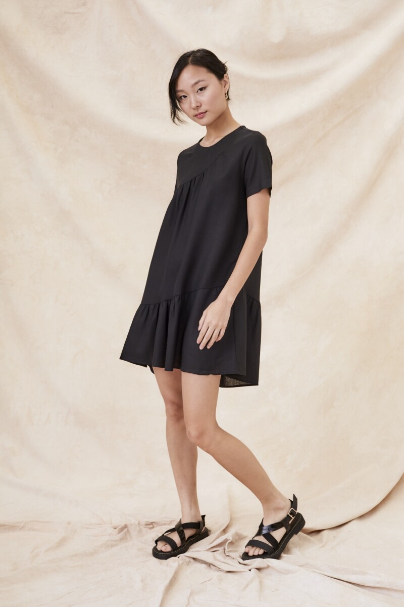 Vestido Con Lino Negro