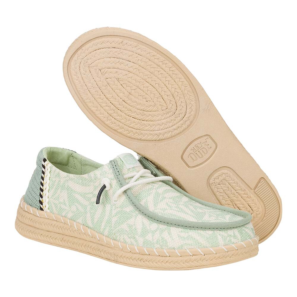Wendy Espadrille Retro Palm - Mujer Celadon Green/White