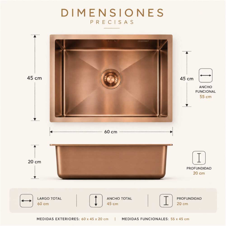 Pileta simple champagne 60 x 45 Pileta simple champagne 60 x 45