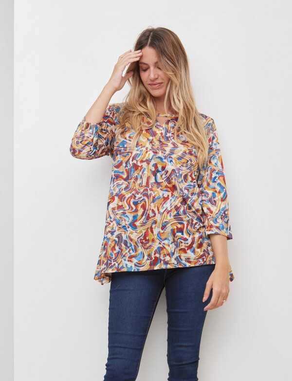 Remera Aquarela MOSTAZA/MULTI