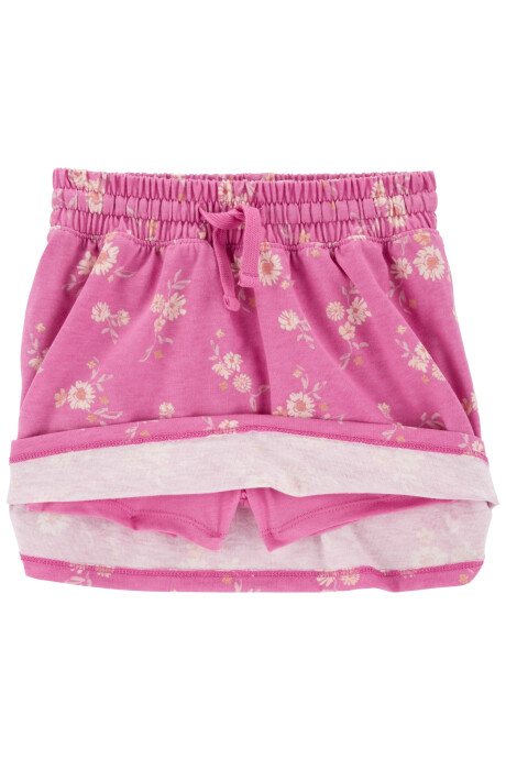 Short pollera de algodón diseño floral Sin color