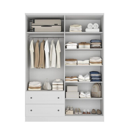 Ropero Rustico Americana Plus 4 puertas y 2 cajones 100% MDF Blanco