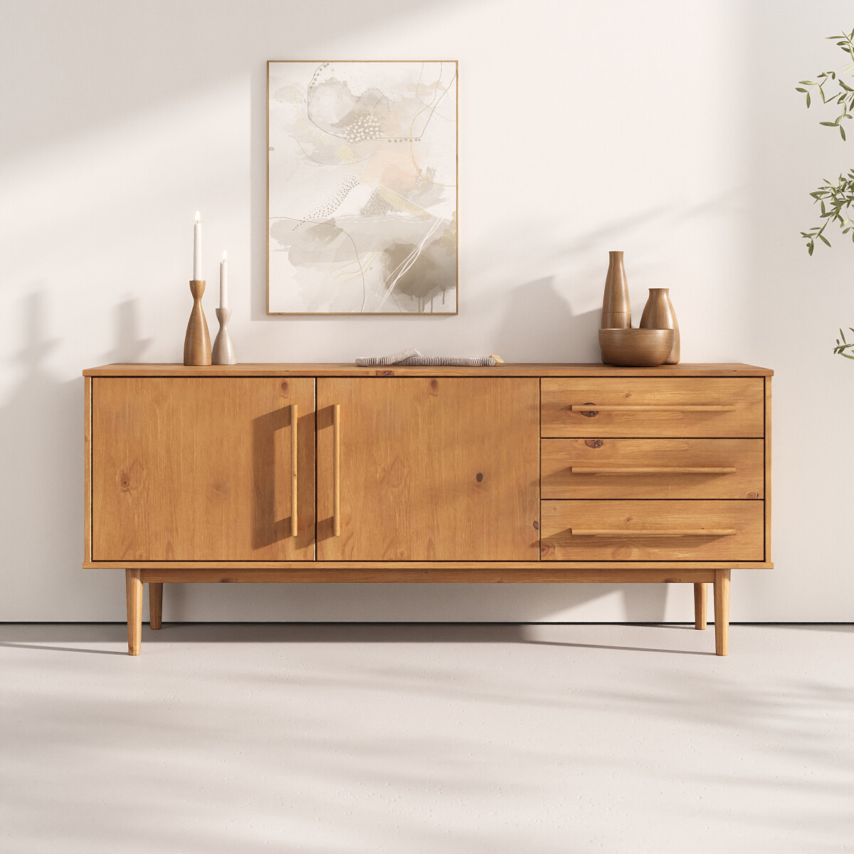 RACK APARADOR BARGUEÑO BUFFET MADERA MACIZA 2 PUERTAS 3 CAJONES 