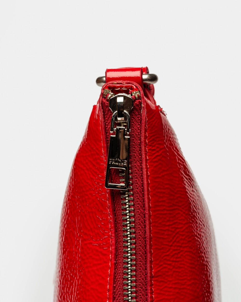 Bandolera Pocket en cuero charol arrugado Rojo