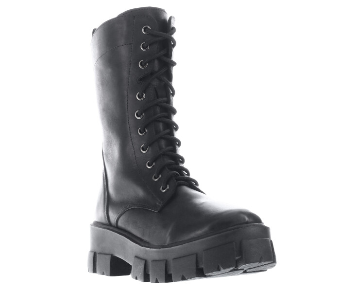 Bota Casual Acordonada Alta Negro