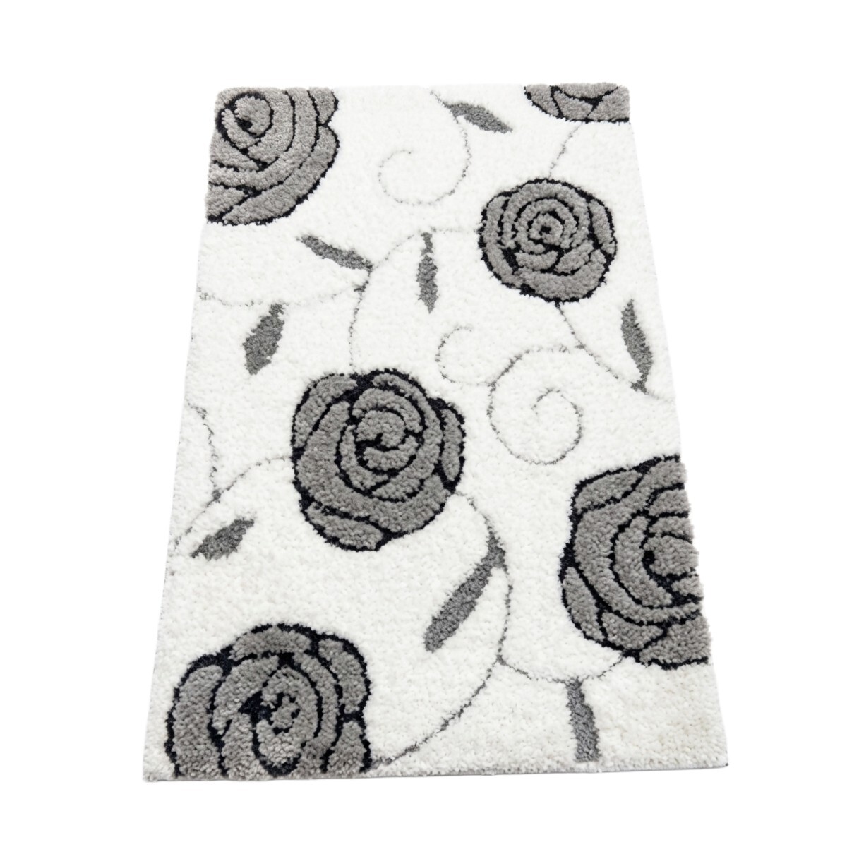 ALFOMBRA BLANCA FLOREADA 50X80CM 