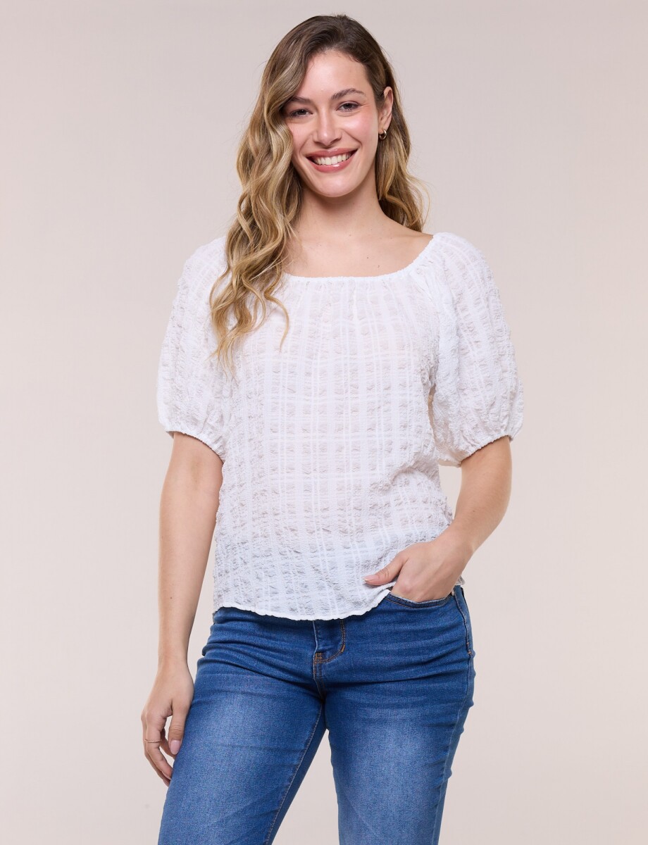 Blusa Texturada Manga Balloon - Crudo 