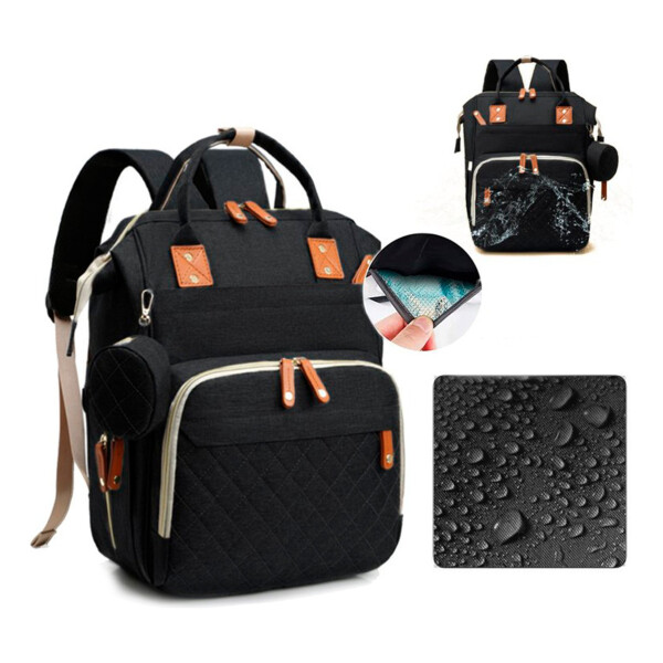 Bolso Maternal Mochila Madre Moderna Impermeable Resistente variante color NEGRO