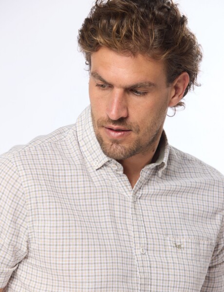 CAMISA DE LINO A CUADROS Verde