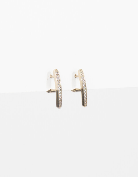 Aros Colgantes Cortos Strass Aros Colgantes Con Cubic Zirconia - Dorado