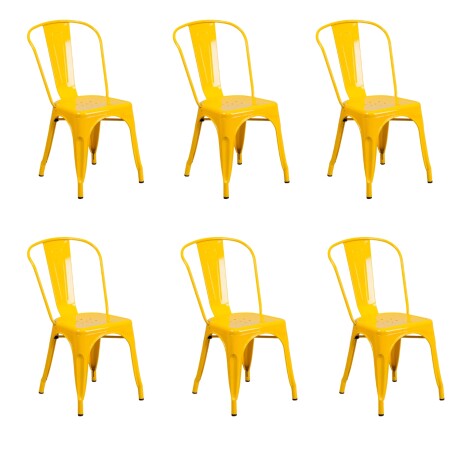 Pack 6 Sillas Tolix Lumax Varios Colores Living Comedor Amarillo