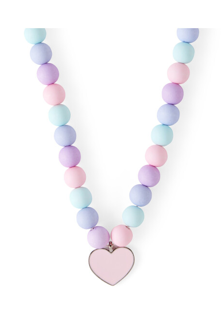 Collar de cuentas y dije corazón Sin color